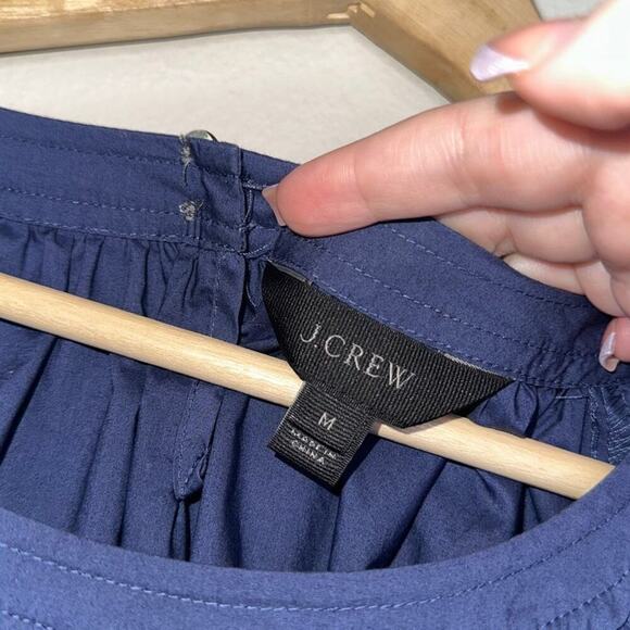 J. Crew Perfect Embellished Peasant Blouse Navy Blue/Black Size Medium A-Line - Picture 3 of 7